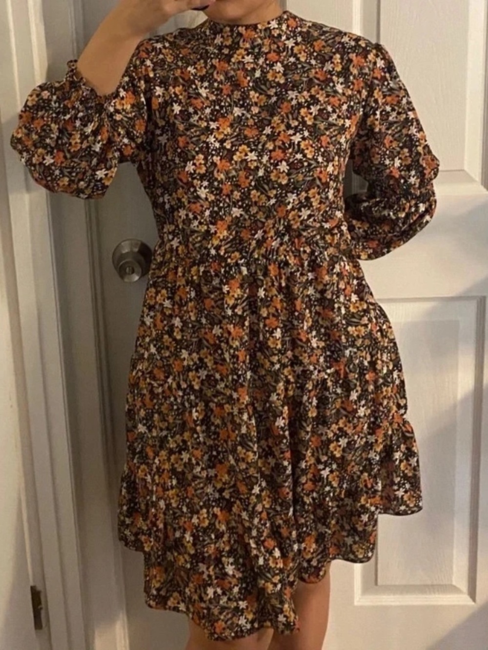 Emma & Michele black floral modest dress